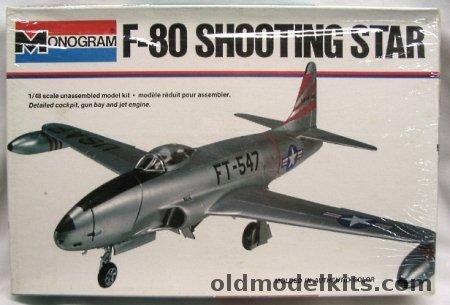 Monogram 1/48 Lockheed F-80 Shooting Star Fighter-Bomber or Interceptor Versions, 5404 plastic model kit